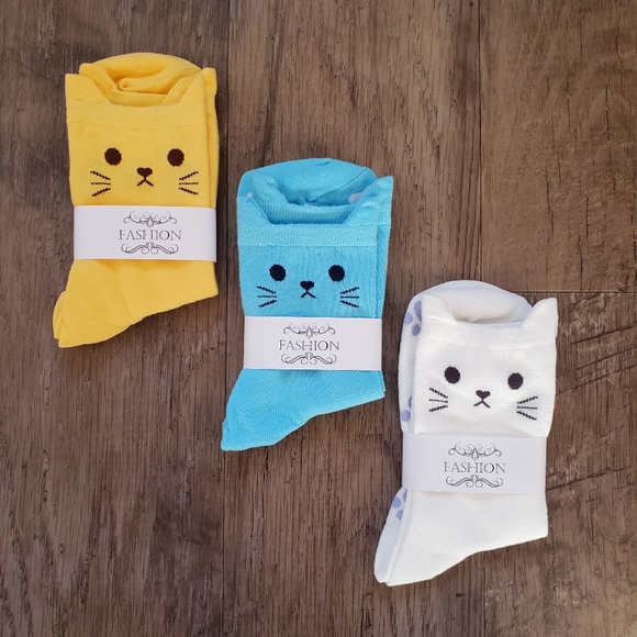 Colorful Cat Socks - Set of 3 - Picture 1 of 6